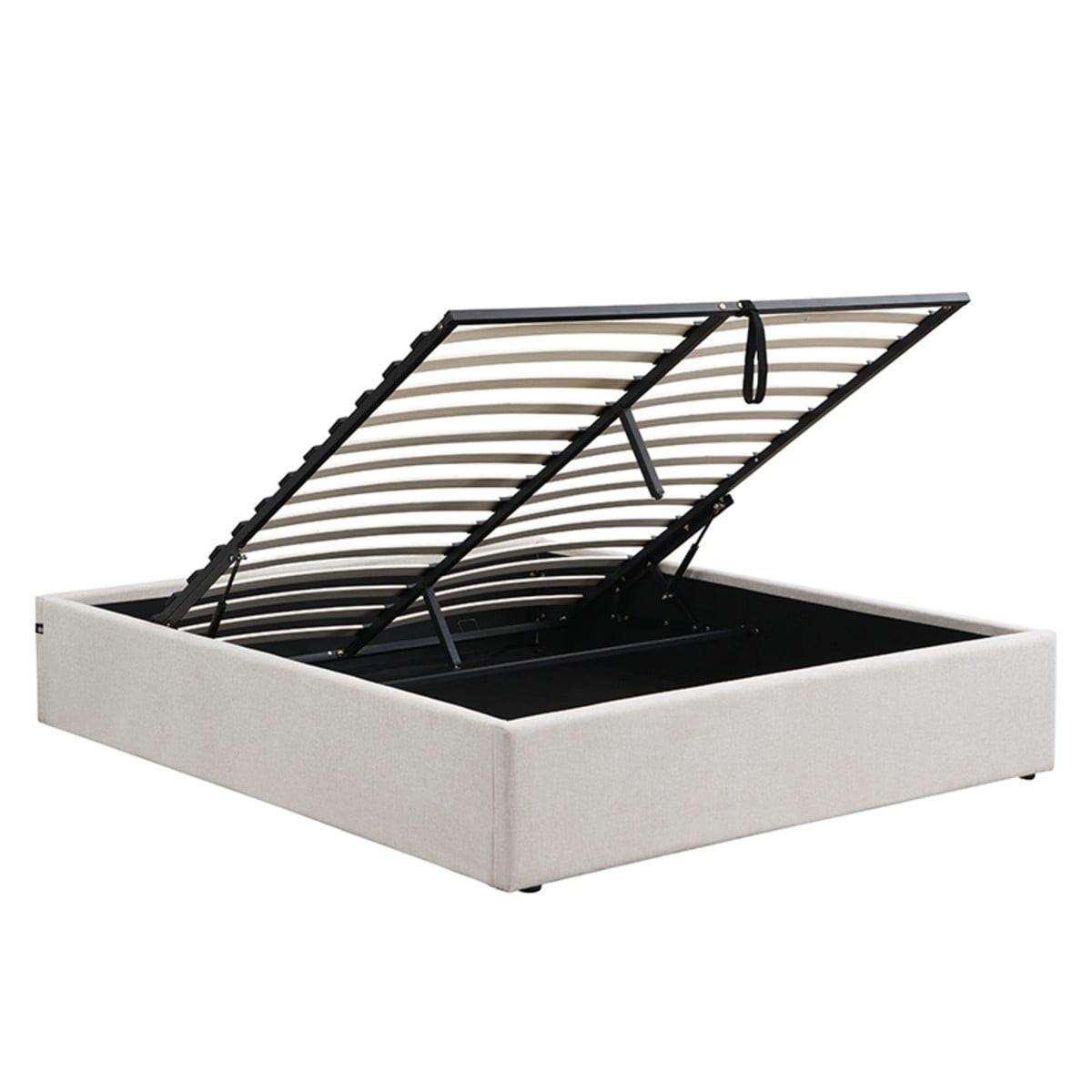 Wohnli Möbelsuche - BETT mit Bettkasten 140 x 190 cm aus meliertem Stoff 150/36