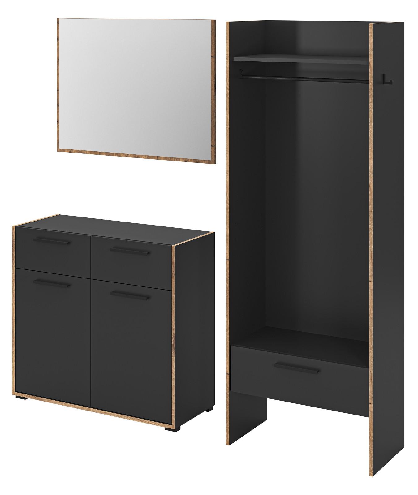 wohnli-moebel-suche-800001516060 Wohnli Möbelsuche - GARDEROBE-SET grau und Nox Eiche
