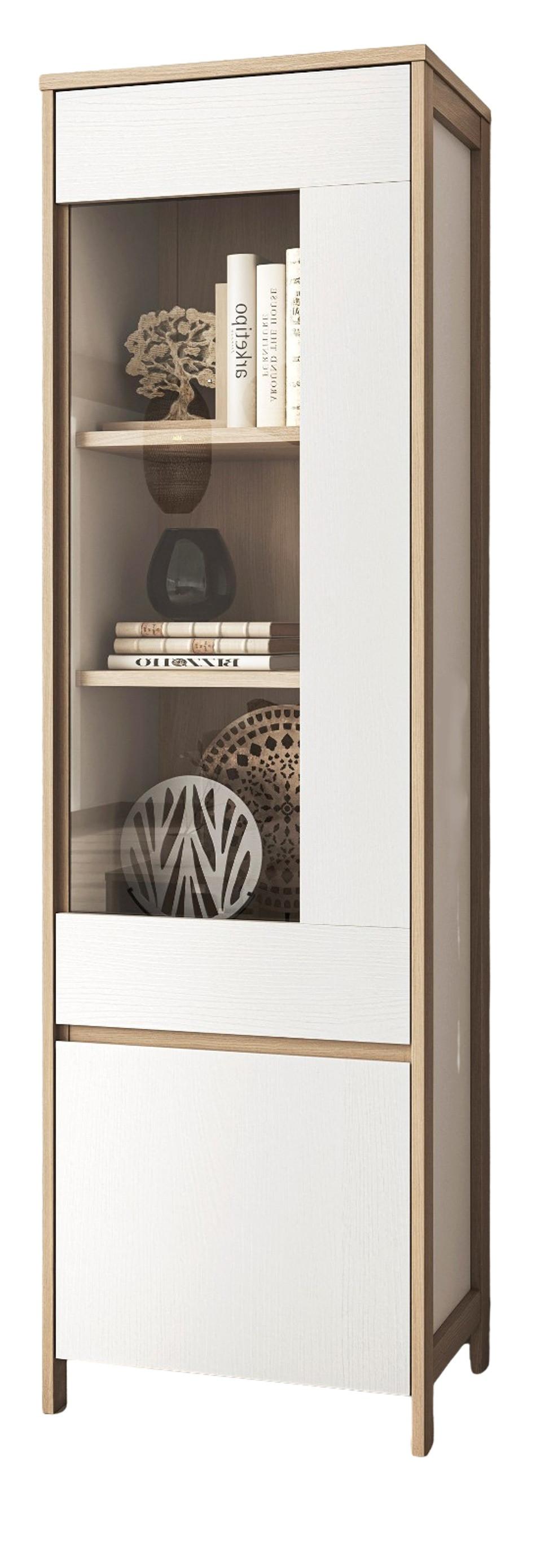wohnli-moebel-suche-800001516199 Wohnli Möbelsuche - VITRINE in weiß und Eiche Vitrinenschrank skandinavisch 58 x 195 cm
