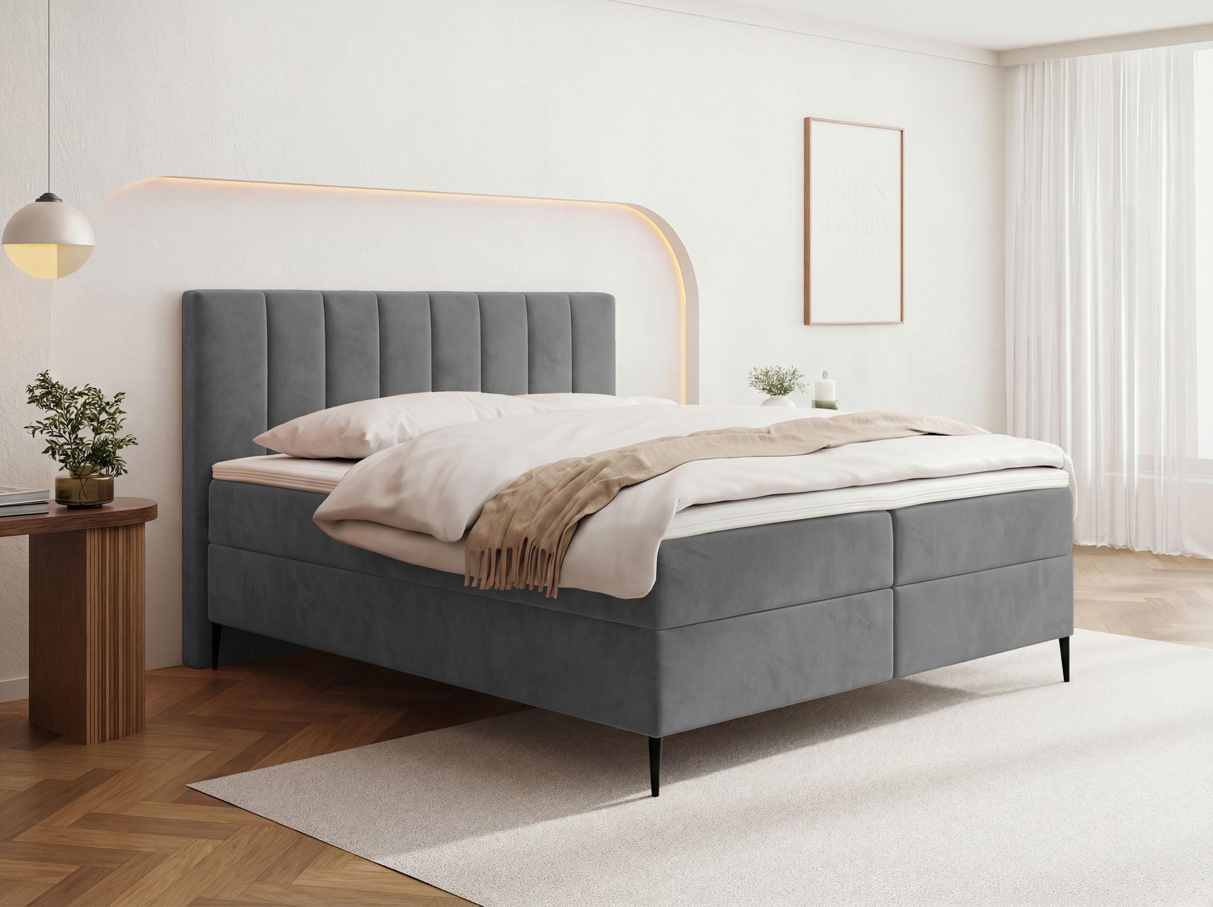 wohnli-moebel-suche-800001517031-1 Samt Grau 180x200 cm – inkl. H4 Taschenfederkern Matratze & Foam Topper