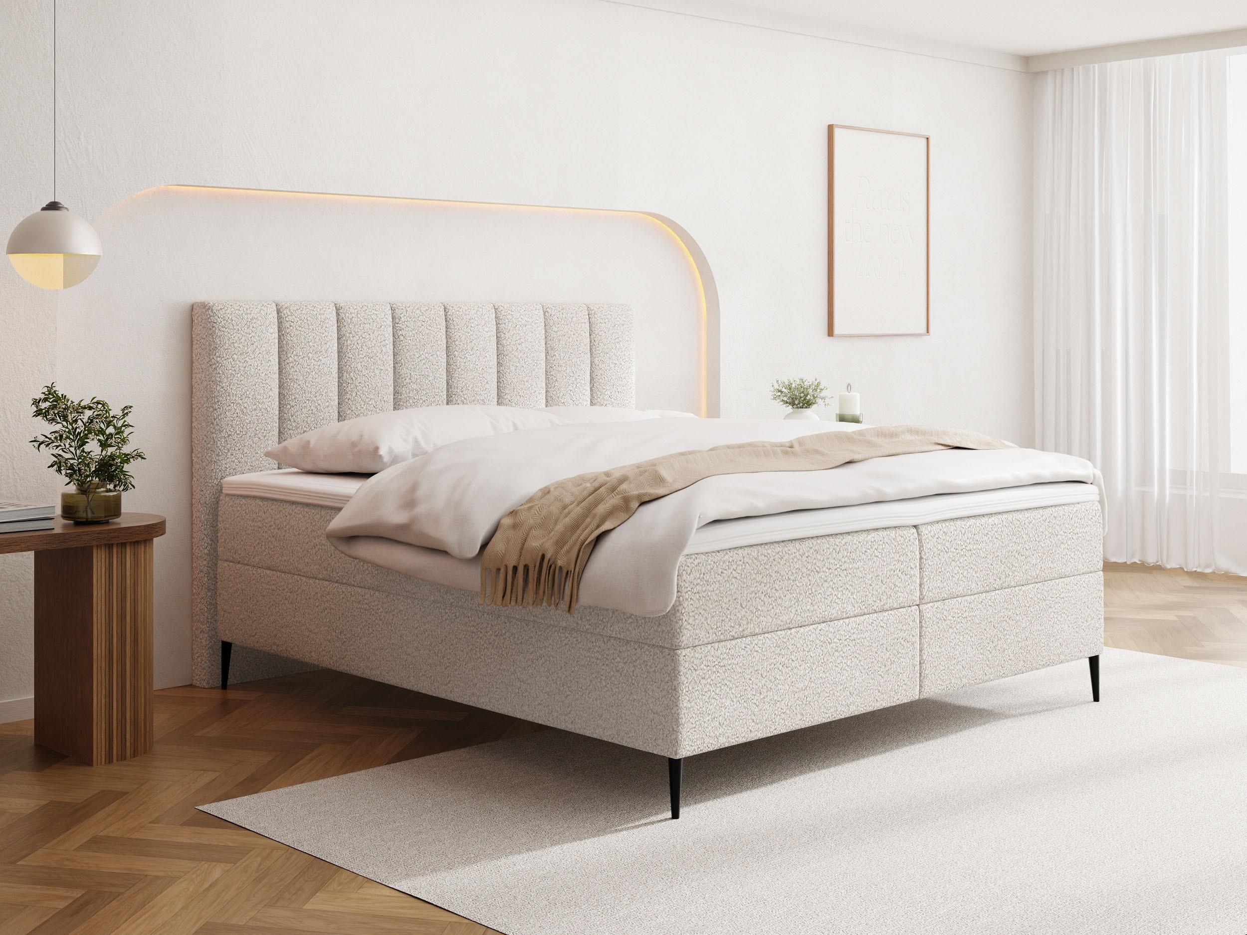 wohnli-moebel-suche-800001517033-1 Boucle Weiß 160x200 cm – inkl. H4 Taschenfederkern Matratze & Foam Topper