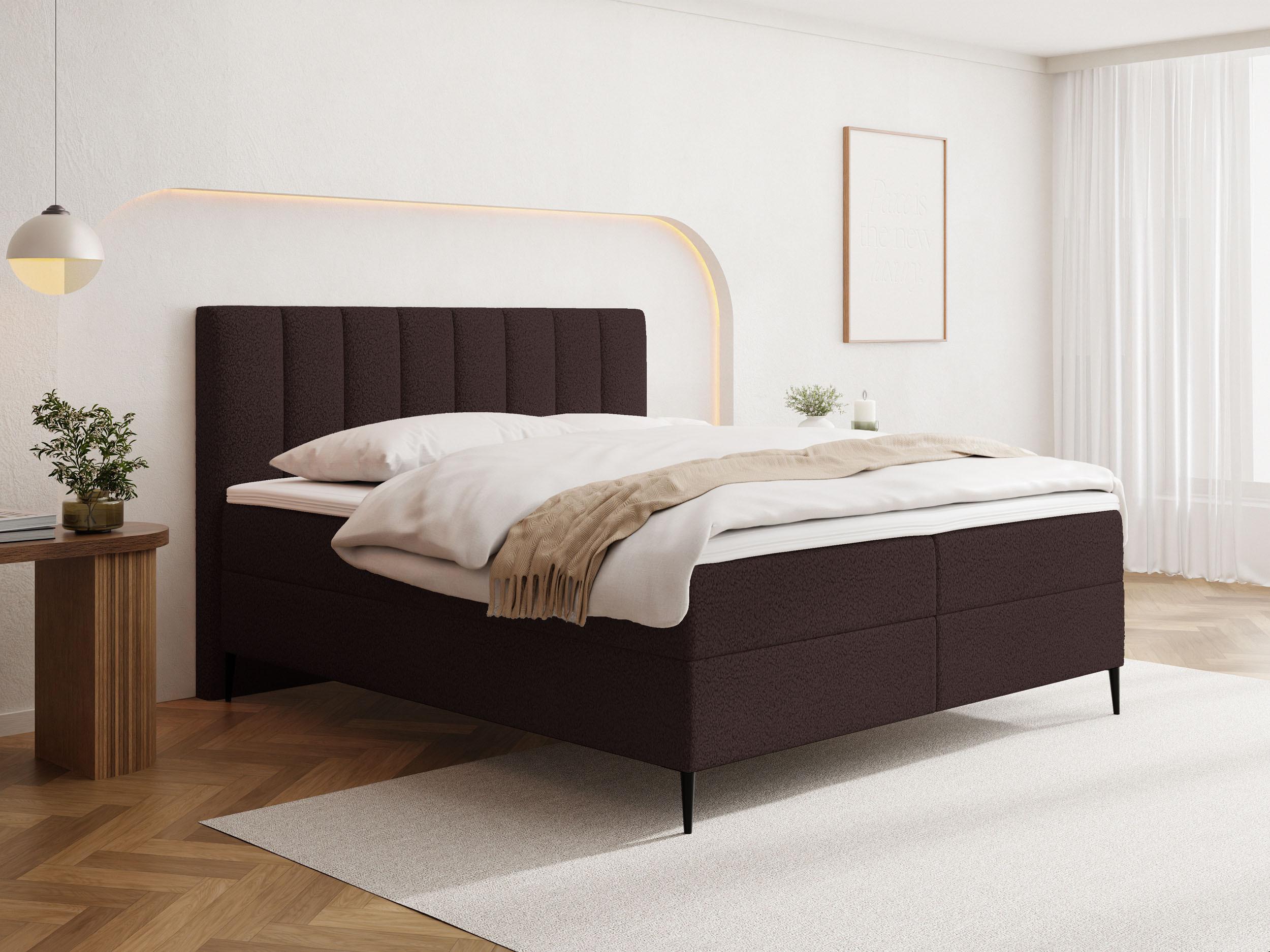 wohnli-moebel-suche-800001517057-1 Boucle Braun 140x200 cm – inkl. H4 Taschenfederkern Matratze & Foam Topper