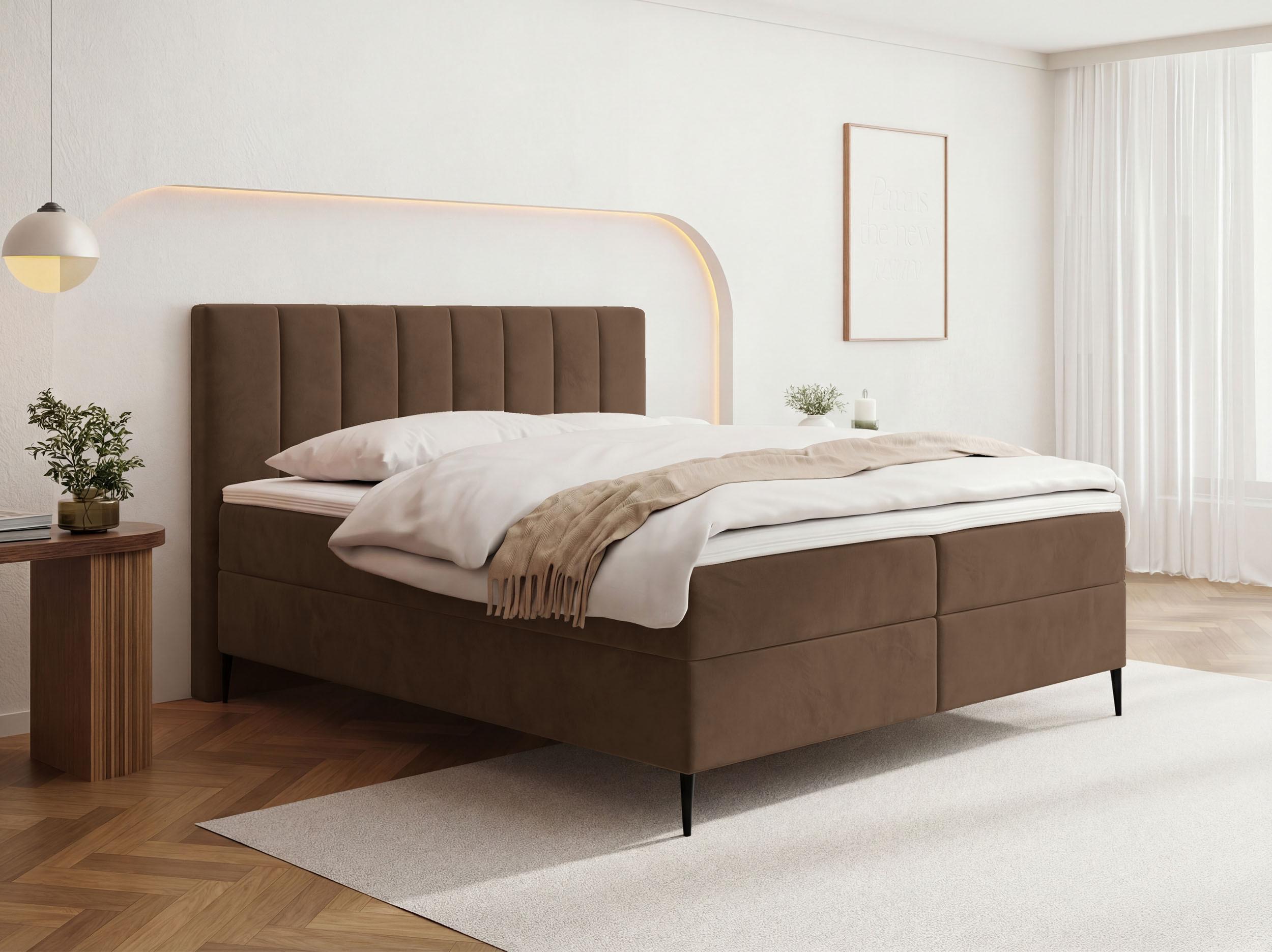 wohnli-moebel-suche-800001517069-1 Samt Braun 180x200 cm – inkl. H4 Taschenfederkern Matratze & Foam Topper