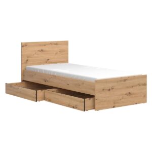 BETT 90/200 Mao Holz in Eichenoptik Holzwerkstoff Petits-meubles Möbel > Betten Braun