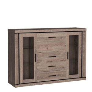 Wohnli Möbelsuche - KOMMODE MALAGA 157/111/45cm mit 3 Schubladen 3 Türen Braun