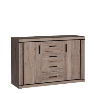 Wohnli Möbelsuche - KOMMODE MALAGA 137/91/45cm mit 4 Schubladen 2 Türen Braun