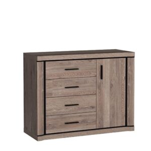 Wohnli Möbelsuche - KOMMODE MALAGA 117/91/45cm mit 4 Schubladen 1 Türen Braun