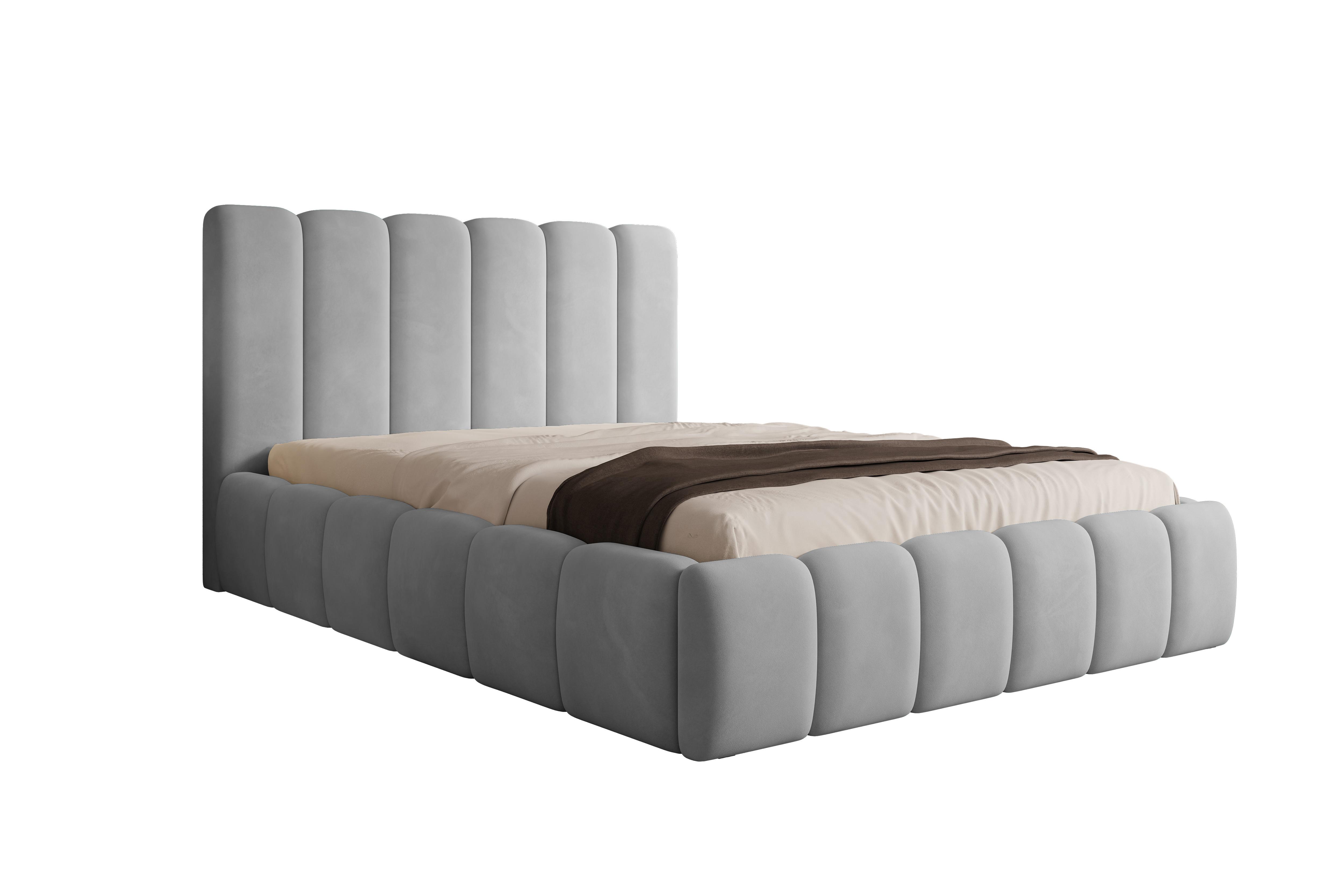 POLSTERBETT Vilo 140x200 mit Bettkasten und Stabilem Metallgestell Textil Storez24 Möbel > Betten > Polsterbetten Grau