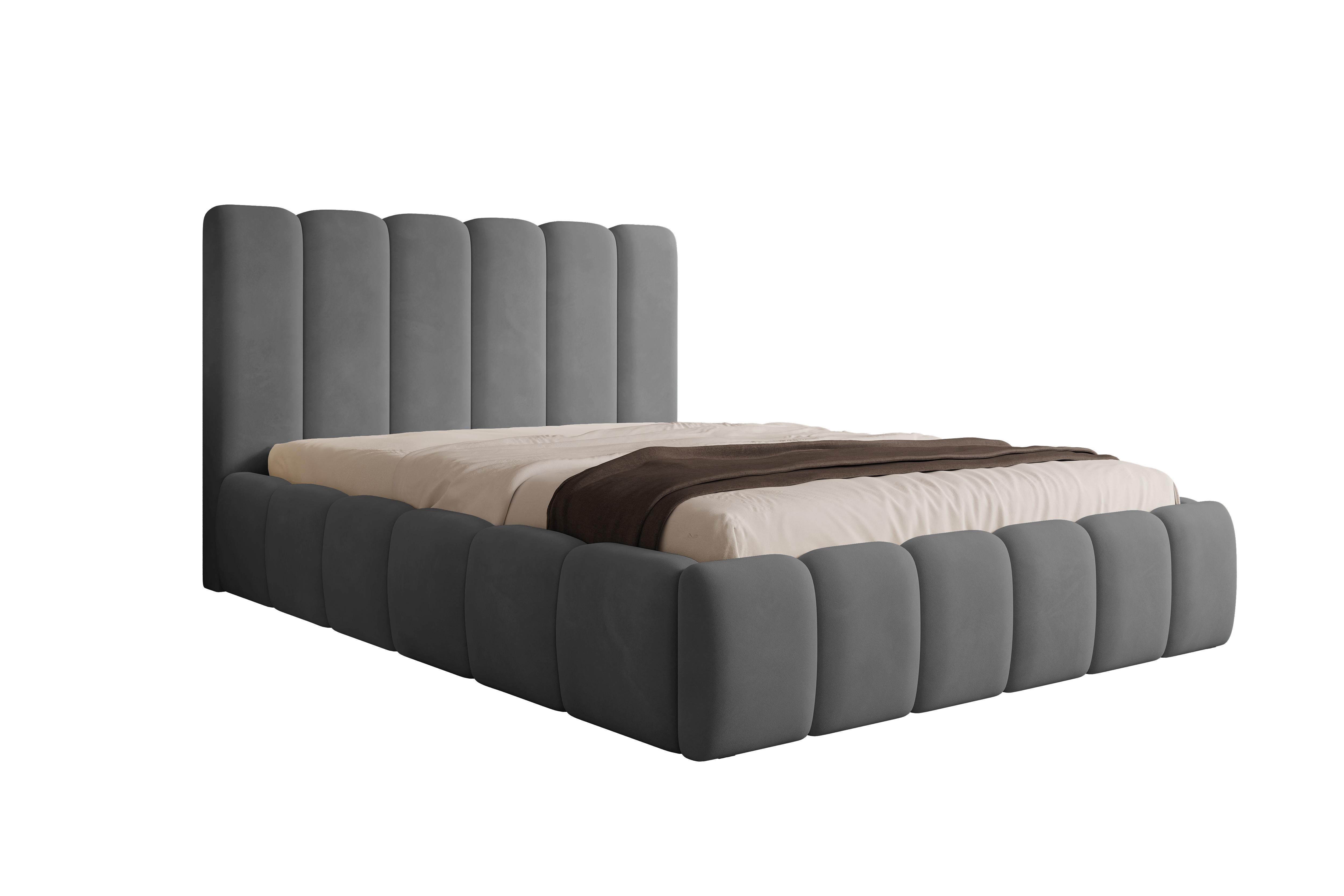 POLSTERBETT Vilo 200x200 mit Bettkasten und Stabilem Metallgestell Textil Storez24 Möbel > Betten > Polsterbetten Grau