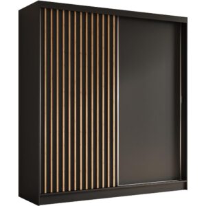 wohnli-moebel-suche-800001525661 Wohnli Möbelsuche - SCHWEBETÜRENSCHRANK Helios II 200/216/61 schwarz+eiche Artisan mit Schubladen