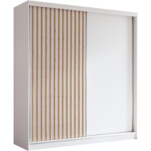 wohnli-moebel-suche-800001525662 Wohnli Möbelsuche - SCHWEBETÜRENSCHRANK Helios II 200/216/61 weiß+eiche Artisan mit Schubladen