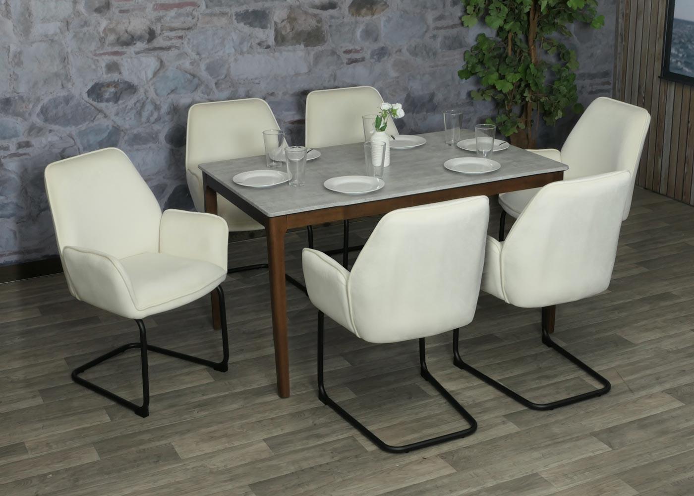FREISCHWINGER Cremeweiß 6er-Set Textil MCW Möbel > Stühle > Esszimmerstühle > Schwingstühle Weiß