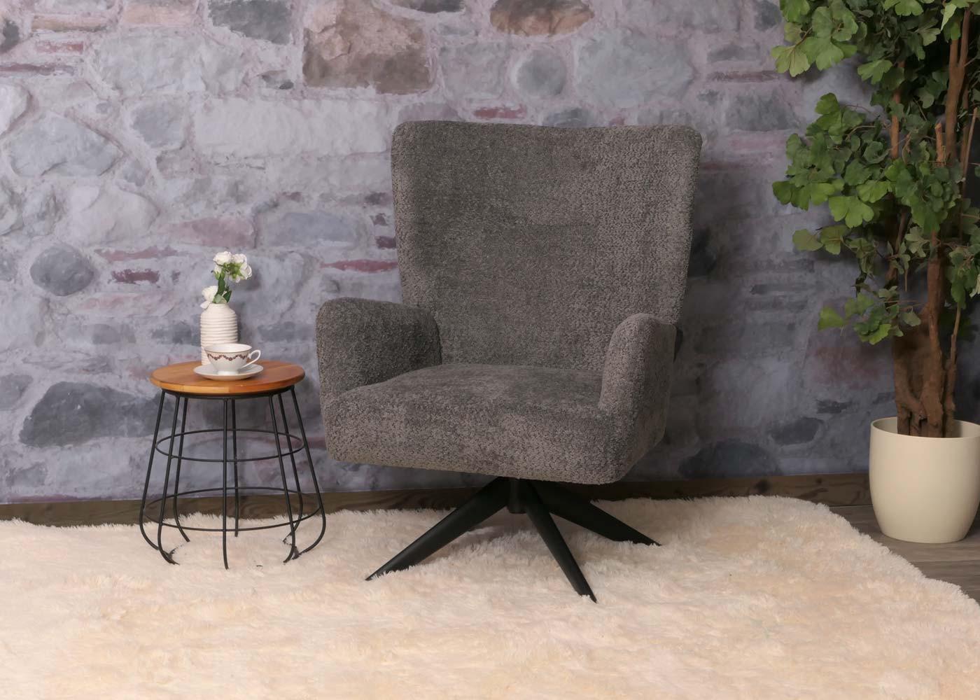 wohnli-moebel-suche-800001527484-1 LOUNGE-SESSEL Dunkelgrau Textil MCW Möbel > Sessel > Polstersessel Grau