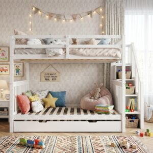 wohnli-moebel-suche-800001528576-1 ETAGENBETT kiefernholz weiß 140x200cm mit treppe stauraum Holz Urban Meuble Möbel > Betten Weiß