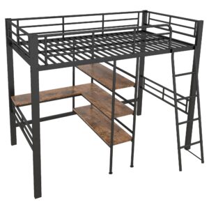 Wohnli Möbelsuche - HOCHBETT metall schwarz 90x200cm mit schreibtisch regal