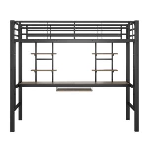 Wohnli Möbelsuche - HOCHBETT metall schwarz 90x200cm mit schreibtisch regalen