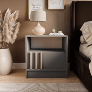 wohnli-moebel-suche-800001532266-1 NACHTTISCH NELA mit Lamellen Grau/Artisan Holzwerkstoff Lookway Möbel > Kommoden & Schubladenschränke > Nachttische Grau