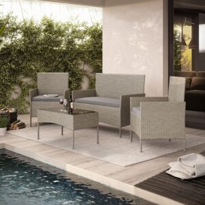 LOUNGEGARNITUR PERGOLA Rattan Gartenmöbelset Kunststoff Lookway Garten & Outdoor > Gartenmöbel > Gartenmöbel-Sets Grau