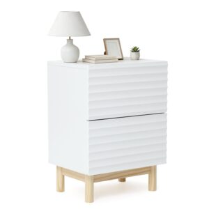 Wohnli Möbelsuche - NACHTTISCH Weiß mit 2 Schubladen | B40 x T30 x H55 cm