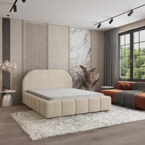 wohnli-moebel-suche-800001533070-1 POLSTERBETT FLUSSO 200x200 cm mit Bettkästen - Creme Holz MASSENO Möbel > Betten > Polsterbetten Weiß