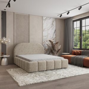 wohnli-moebel-suche-800001533085-1 POLSTERBETT FLUSSO 160x200 cm mit Bettkästen - Creme Holz MASSENO Möbel > Betten > Polsterbetten Weiß