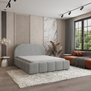 wohnli-moebel-suche-800001533088-1 POLSTERBETT FLUSSO 180x200 cm mit Bettkästen - Hellgrau Holz MASSENO Möbel > Betten > Polsterbetten Grau