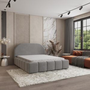 wohnli-moebel-suche-800001533114-1 POLSTERBETT FLUSSO 200x200 cm mit Bettkästen - Grau Holz MASSENO Möbel > Betten > Polsterbetten Grau