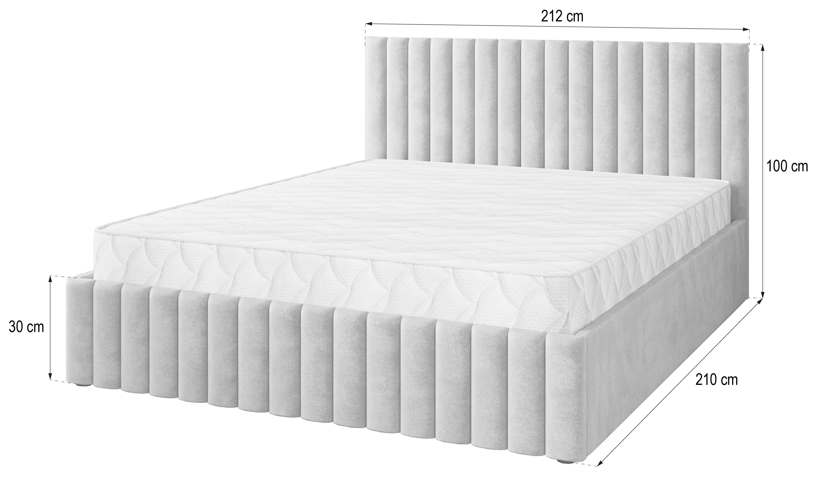 wohnli-moebel-suche-800001533134-1 POLSTERBETT CARMIA K 200x200 cm mit Bettkästen - Grau Textil MASSENO Möbel > Betten > Polsterbetten Grau