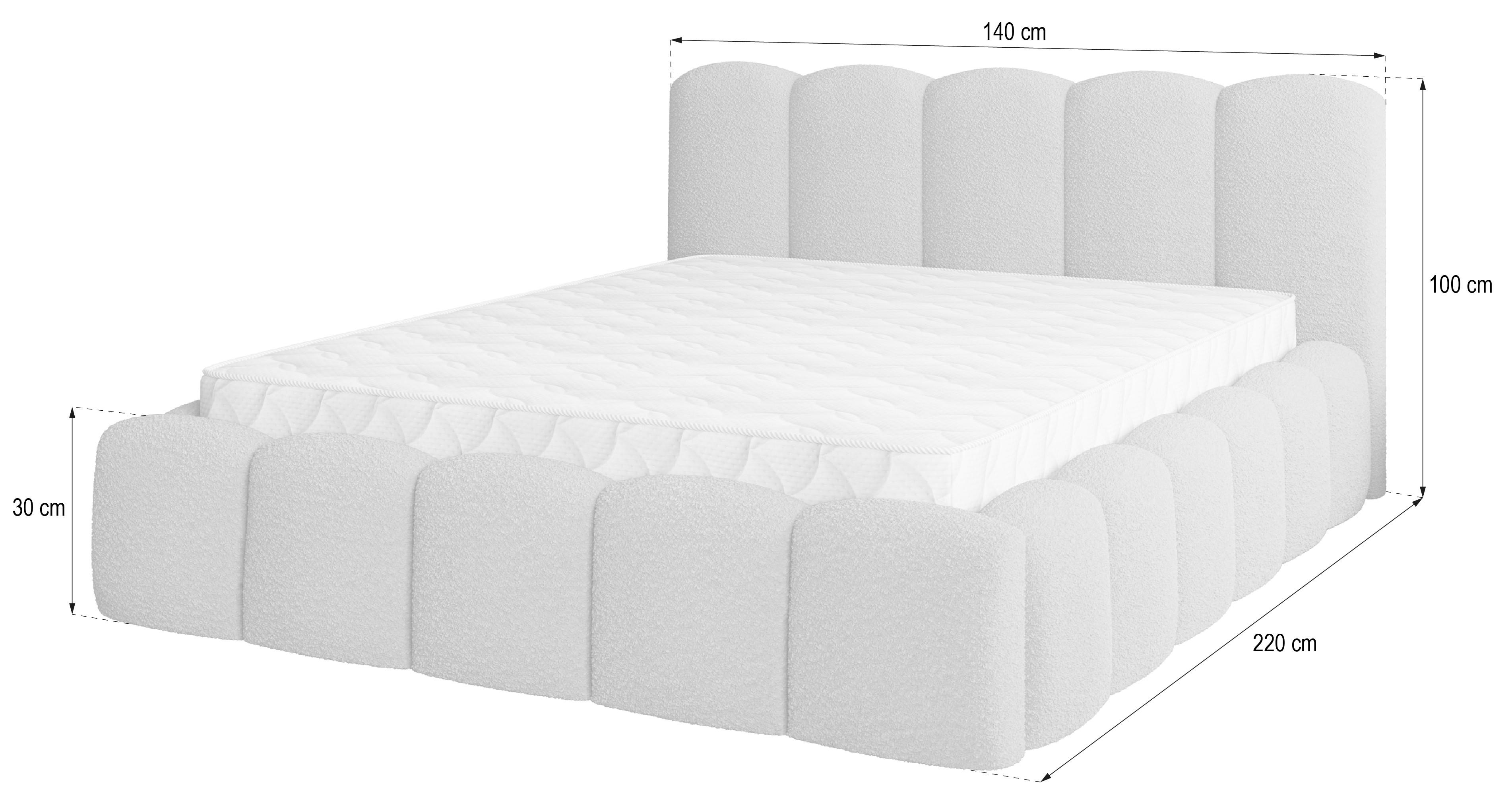 POLSTERBETT FALINA Q 120x200 cm mit Bettkästen - Beige Textil MASSENO Möbel > Betten > Polsterbetten Beige
