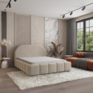 wohnli-moebel-suche-800001533247-1 POLSTERBETT FLUSSO 140x200 cm mit Bettkästen - Beige Holz MASSENO Möbel > Betten > Polsterbetten Beige