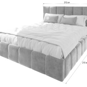 wohnli-moebel-suche-800001533259-1 POLSTERBETT TARANTO 200x200 cm mit Bettkästen - Hellgrau Textil MASSENO Möbel > Betten > Polsterbetten Grau