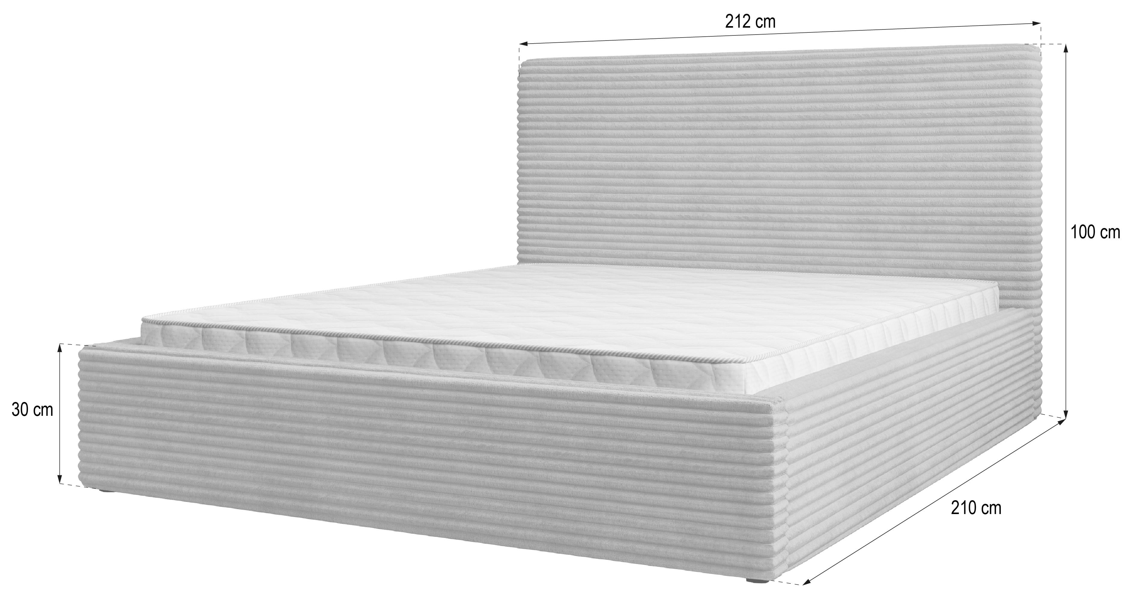 wohnli-moebel-suche-800001533334-1 POLSTERBETT MIRETTI 200x200 cm mit Bettkästen - Hellgrau Textil MASSENO Möbel > Betten > Polsterbetten Grau