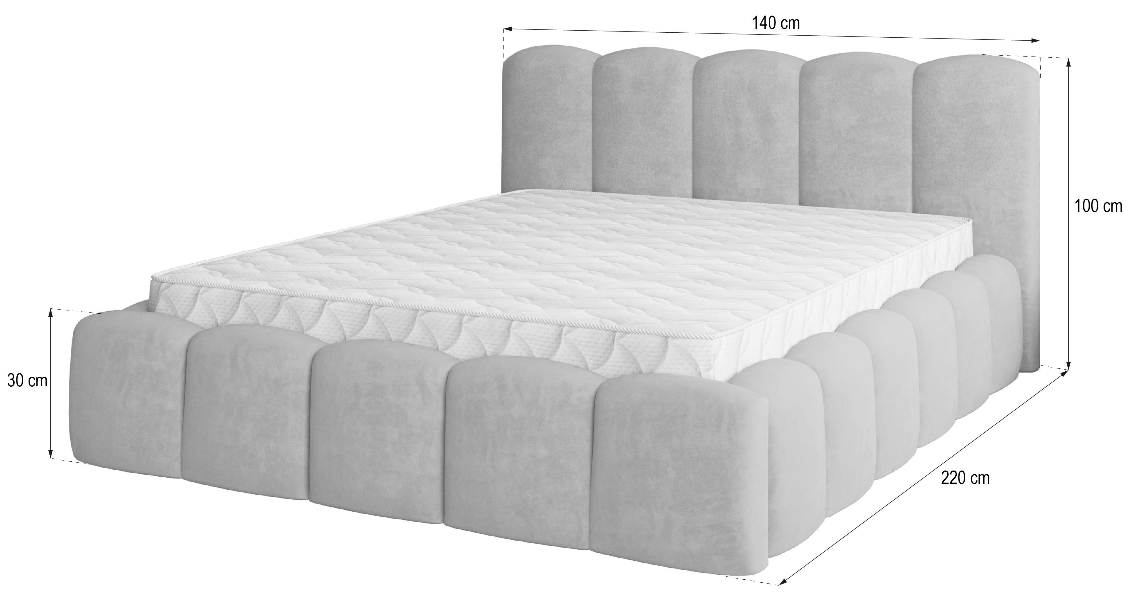 POLSTERBETT FALINA K 120x200 cm mit Bettkästen - Beige Textil MASSENO Möbel > Betten > Polsterbetten Beige