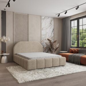 wohnli-moebel-suche-800001533385-1 POLSTERBETT FLUSSO 140x200 cm mit Bettkästen - Beige Holz MASSENO Möbel > Betten > Polsterbetten Beige