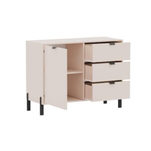 KOMMODE MINO 109/85/45cm mit 3 Schubladen 1 Türen Beige Holzwerkstoff MASSENO Möbel > Kommoden & Schubladenschränke > Kommoden Beige