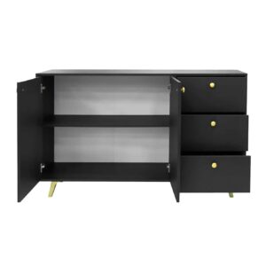 wohnli-moebel-suche-800001533924-1 KOMMODE GALIO 100/112/41cm mit Schubladen 4 Türen Schwarz Holzwerkstoff MASSENO Möbel > Kommoden & Schubladenschränke > Kommoden Schwarz