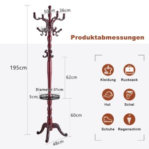 wohnli-moebel-suche-800001538478-1 GARDEROBENSTÄNDER massivholz nussbaumfarben mit regenschirmhalter und mehrstöckigen haken Holz Urban Meuble Garderoben > Kleiderständer Braun