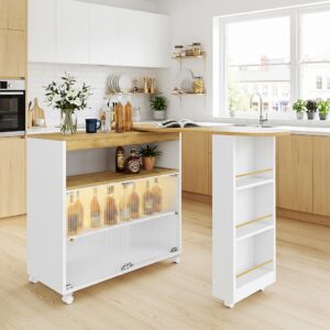 wohnli-moebel-suche-800001538579-1 BARTISCH ausziehbar mit led & rollen Holzwerkstoff Urban Meuble Möbel > Tische > Bartische Weiß