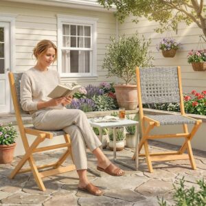 wohnli-moebel-suche-800001538642-1 GARTENKLAPPSTUHL 2er Set Akazienholz PE-Rattan Grau Holz Outsunny Garten & Outdoor > Gartenmöbel > Gartenstühle Grau