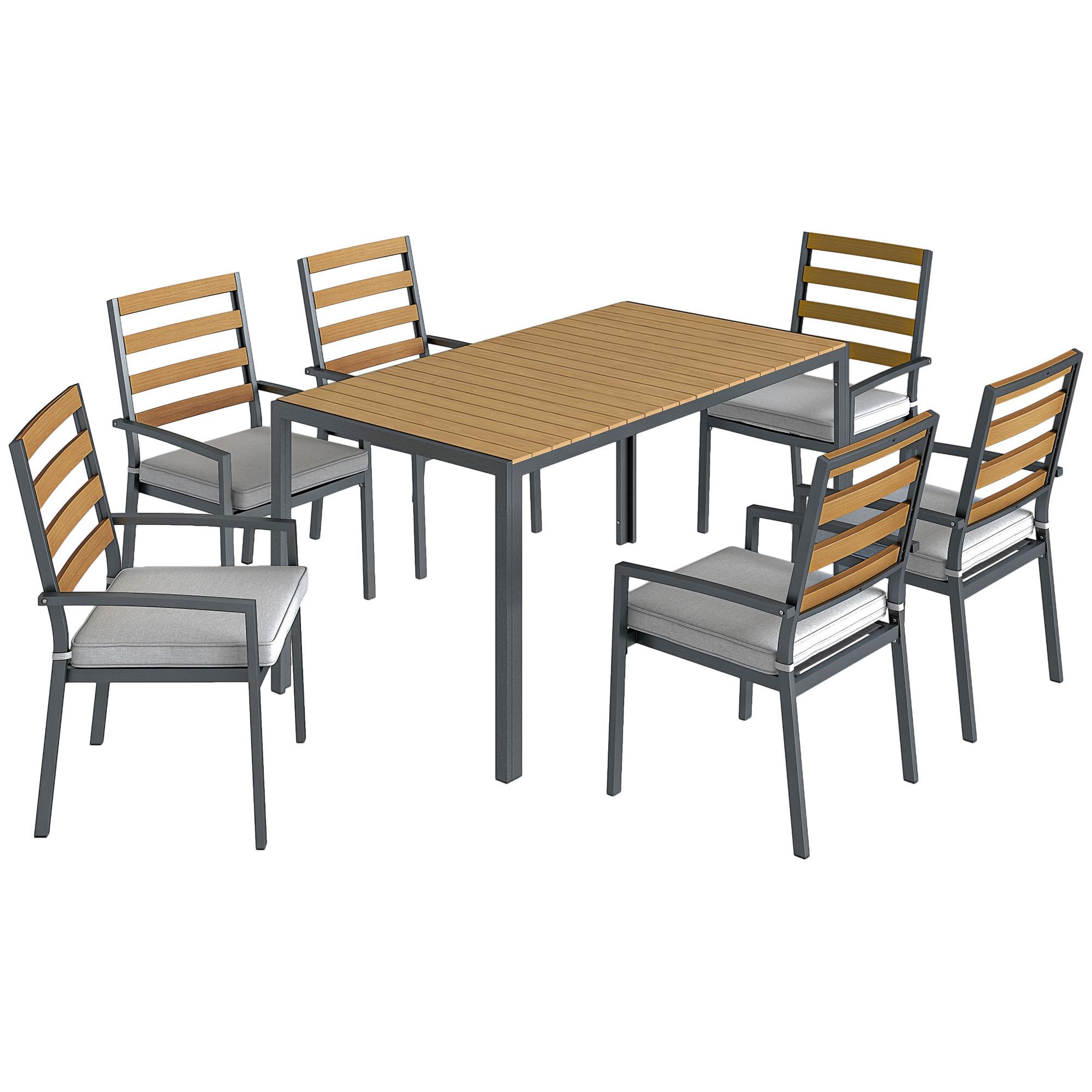 wohnli-moebel-suche-800001538645 Wohnli Möbelsuche - GARTENGARNITUR 7ER-SET aus Verzinktem Stahl Naturholz