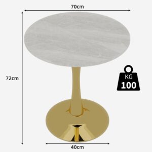 wohnli-moebel-suche-800001538678-1 ESSZIMMERTISCH Marmor-Optik & Gold runder Bistrotisch für 2-4 Personen Holzwerkstoff Urban Meuble Möbel > Tische > Esstische Weiß