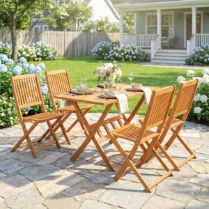 OUTDOOR ESSGRUPPE 5ER-SET aus Akazienholz Braun Holz Outsunny Garten & Outdoor > Gartenmöbel > Gartenmöbel-Sets Braun