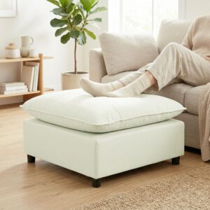 wohnli-moebel-suche-800001538719-1 FUSSHOCKER Polyester Cremeweiß Textil HOMCOM Möbel > Sessel > Hocker Weiß