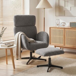 wohnli-moebel-suche-800001538765-1 RELAXSESSEL mit Hocker Polyester Grau Textil HOMCOM Möbel > Sessel > Relaxsessel Grau