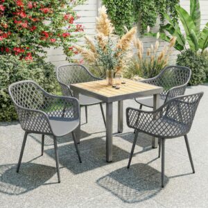 GARTENSTÜHLE 4er Set Metall Kunststoff Dunkelgrau Metall Outsunny Garten & Outdoor > Gartenmöbel > Gartenstühle Grau