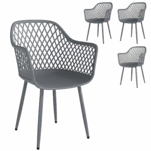 wohnli-moebel-suche-800001538799 Wohnli Möbelsuche - GARTENSTÜHLE 4er Set Metall Kunststoff Dunkelgrau