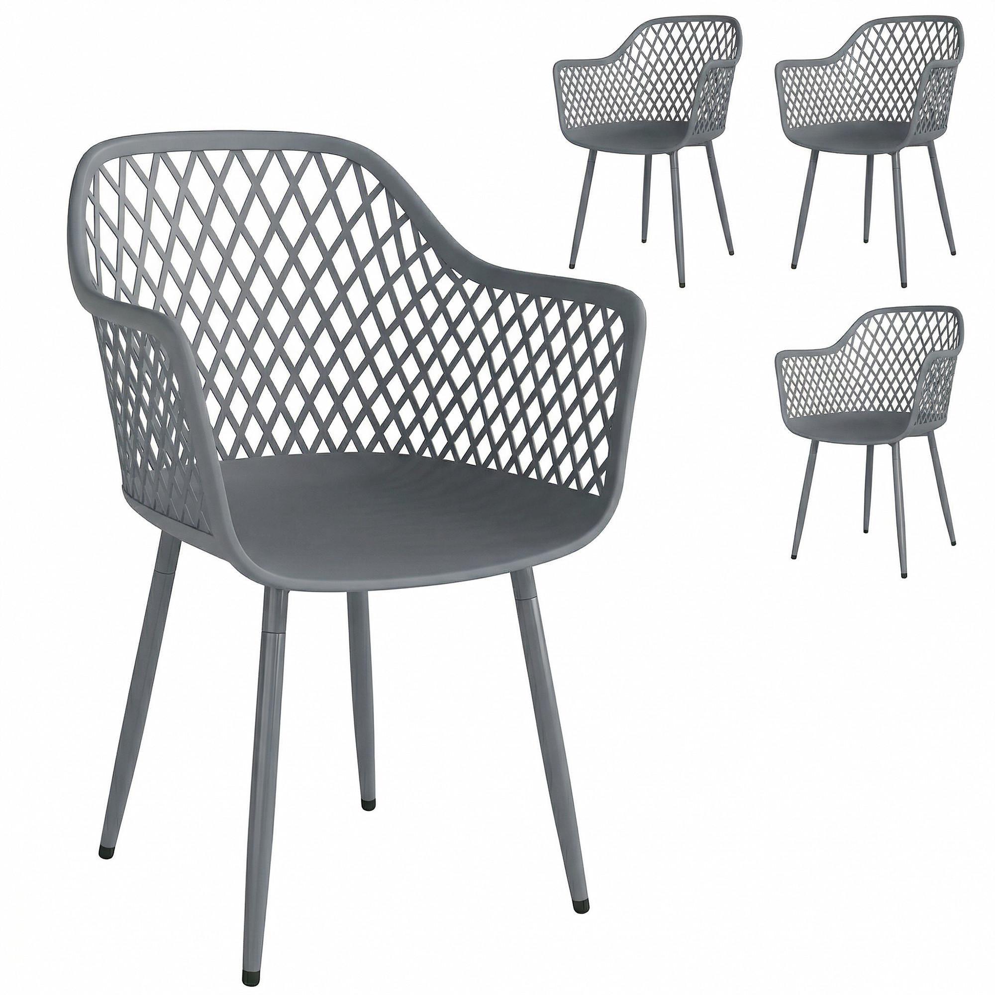 wohnli-moebel-suche-800001538799 Wohnli Möbelsuche - GARTENSTÜHLE 4er Set Metall Kunststoff Dunkelgrau