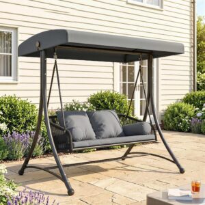 RATTAN-SCHAUKEL Metall Dunkelgrau Metall Outsunny Garten & Outdoor > Gartenmöbel > Garten Relaxmöbel > Hollywoodschaukeln Grau