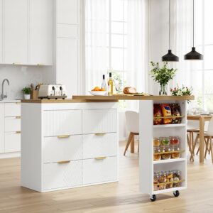 wohnli-moebel-suche-800001538877-1 BARTISCH mit küchenbuffet 360° drehbar & 6 schubladen Holzwerkstoff Urban Meuble Möbel > Tische > Bartische Weiß