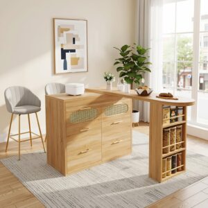 BARTISCH mit küchenbuffet 360° drehbar & 6 schubladen Holzwerkstoff Urban Meuble Möbel > Tische > Bartische Braun